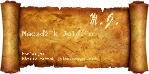 Maczák Jolán névjegykártya
